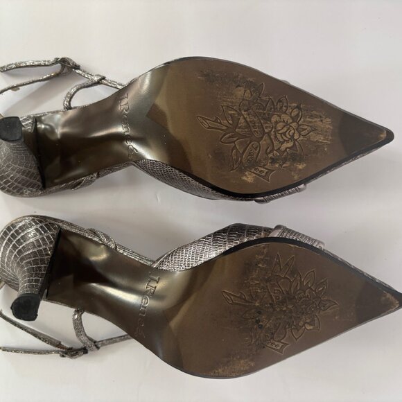 J. Renée Karissa Metallic Croc-Embossed Slingback Heels w/ Jeweled Buckle – Sz 6 - Picture 4 of 6